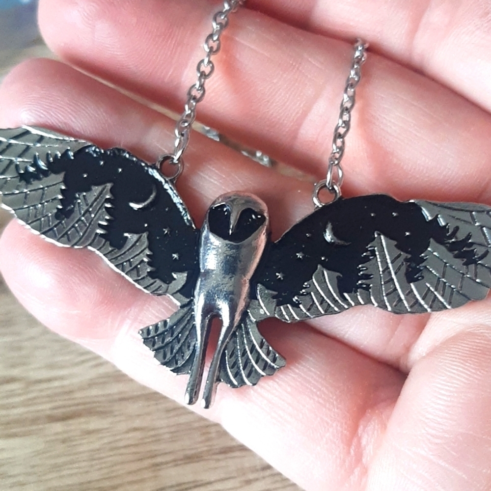 Vintage Silver Owl Pendant Unisex
